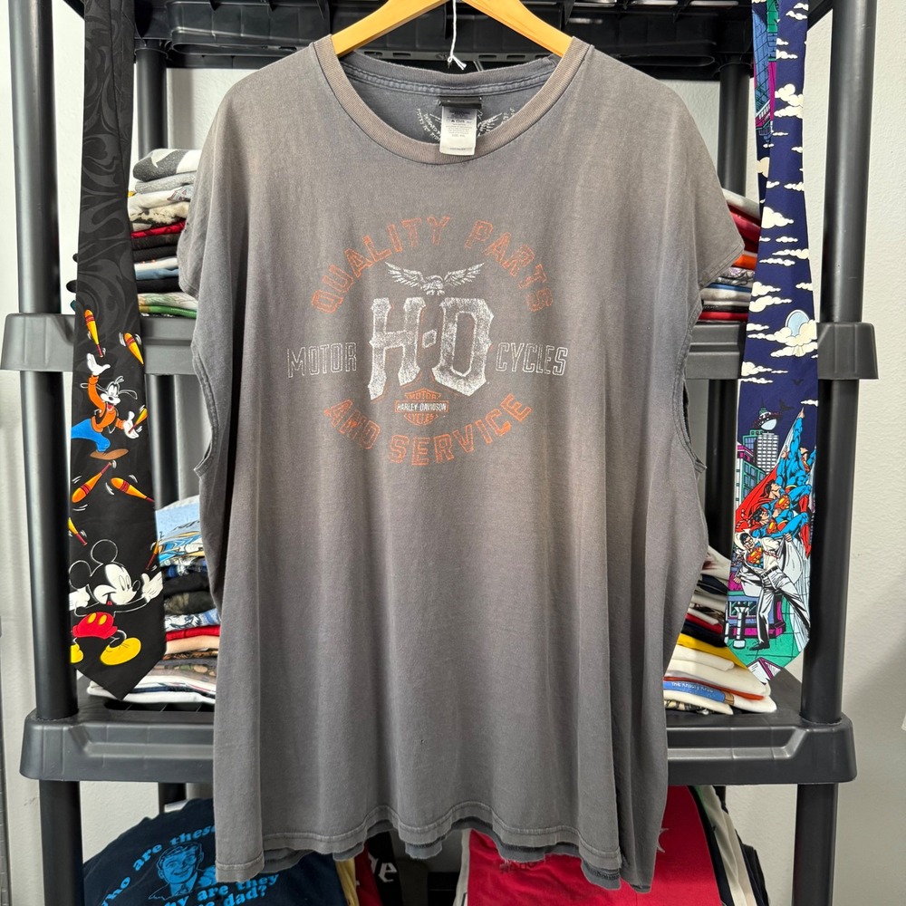 Y2K Gray Harley-Davidson New Castle Pennsylvania Sleeveless Tee 4XL Light Wear